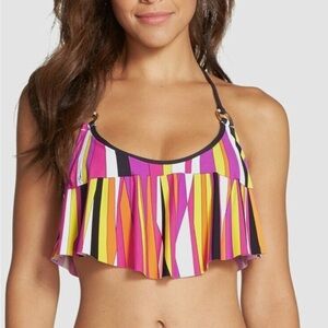Trina Turk Sunburst Snapdragon flounce bikini top Size 12